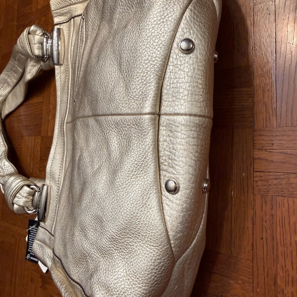 b. makowsky Metallic Champagne Leather Shoulder Bag - Picture 7 of 8